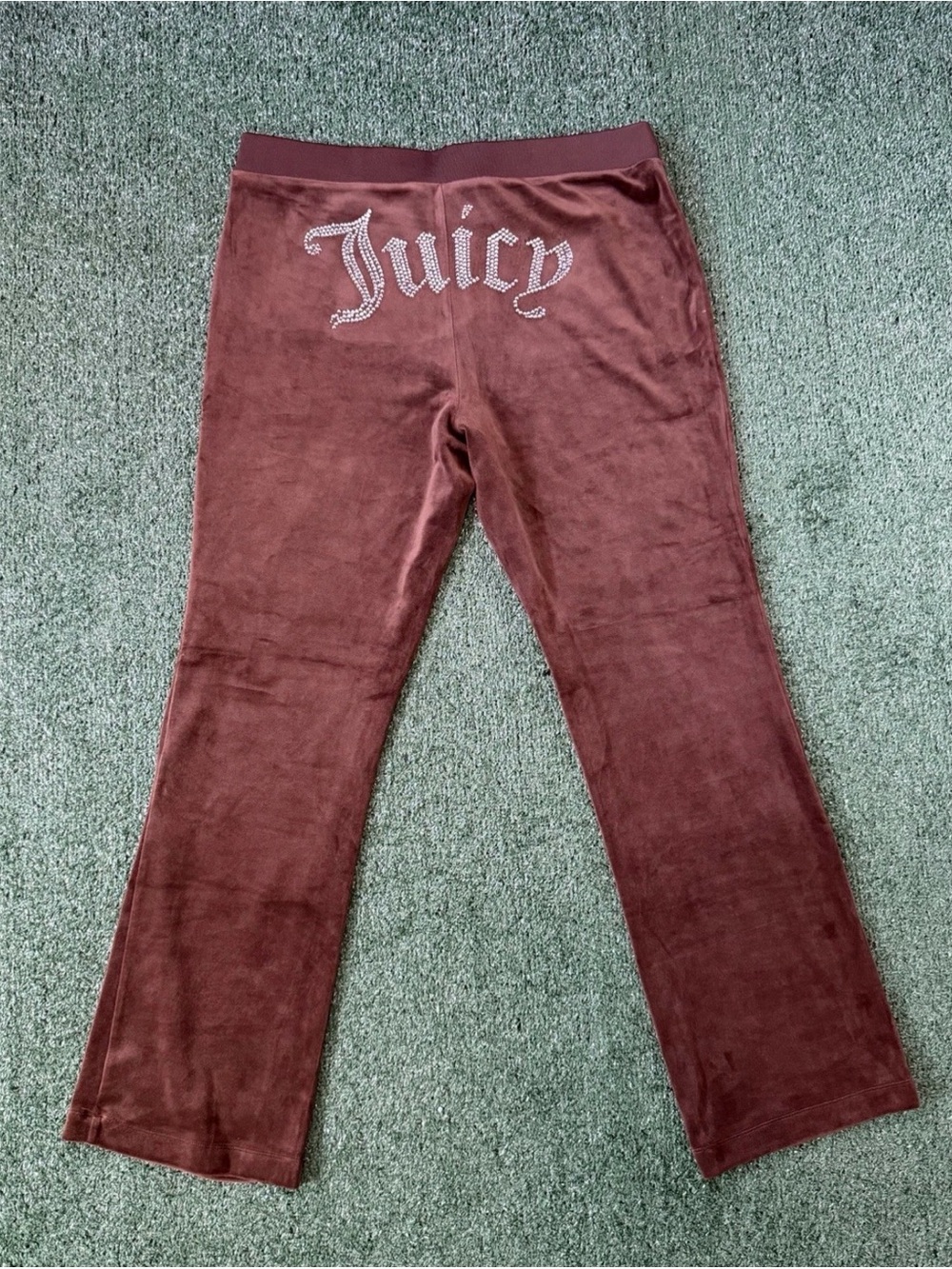 Juicy Couture Velour Pants Womens XL Brown Stretch Straight